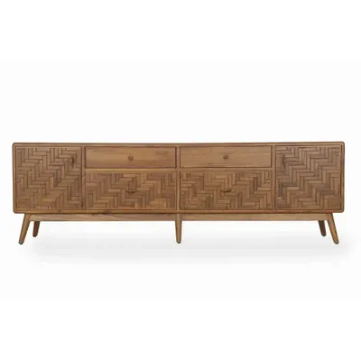 TV stands - Pustak Daraj Teakwood TV Unit - ALANKARAM