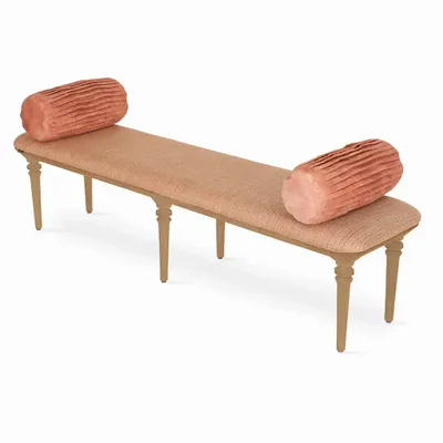 Benches - Ravello Solidwood Bench with Orange Fabric - ALANKARAM