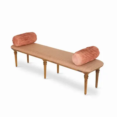 Benches - Ravello Teakwood Bench with Orange Fabric - ALANKARAM