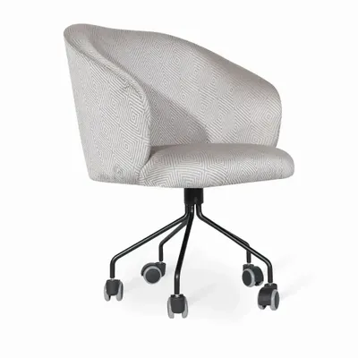 Chaises - Rorling - Fauteuil Lounge en Tissu Blanc avec Base en Métal - ALANKARAM