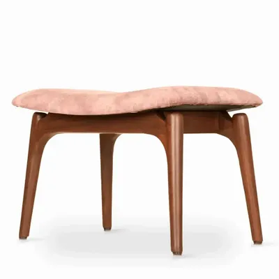 Repose-pieds - Ruru - Repose-pieds en teck avec tissu rose saumon - ALANKARAM