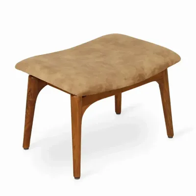 Repose-pieds - Ruru - Repose-pieds en teck avec tissu jaune - ALANKARAM