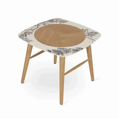 Other tables - Seni - Solidwood Side Table with White Painted Top - ALANKARAM