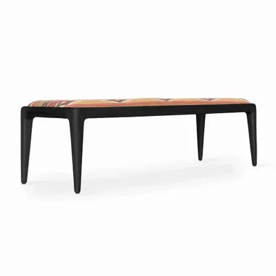 Benches - Sira - Solidwood Bench with Multicolor printed Fabric - ALANKARAM