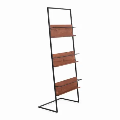 Bookshelves - Sito - Metal Magazine Rack with Teakwood - ALANKARAM