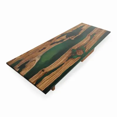 Autres tables  - Smola - Table de conférence/salle à manger en teck avec plateau en résine - ALANKARAM