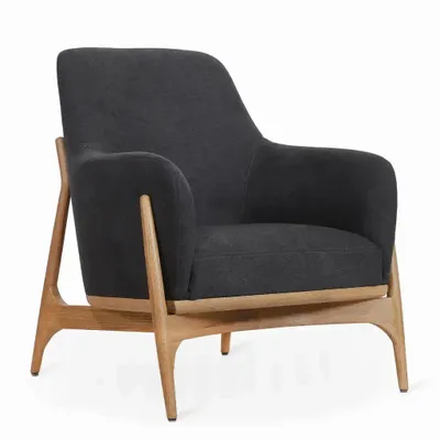 Chaises - Syva - Fauteuil Lounge en Tissu Noir - ALANKARAM