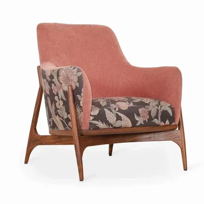 Chaises - Syva - Fauteuil lounge en tissu imprimé floral rouge et noir - ALANKARAM