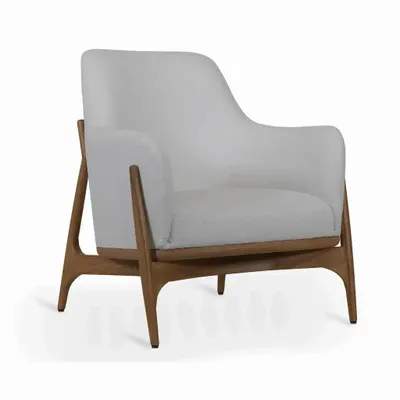 Chairs - Syva - Lounge Chair with White Fabric - ALANKARAM