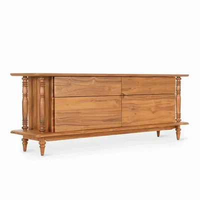 TV stands - Taulu Teakwood TV Unit - ALANKARAM
