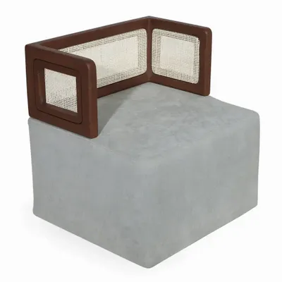 Poufs - Tenang - Pouf carré en tissu gris - ALANKARAM