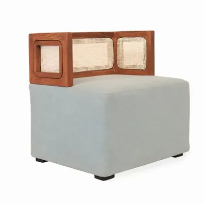 Poufs - Tenang - Pouf carré en tissu gris - ALANKARAM