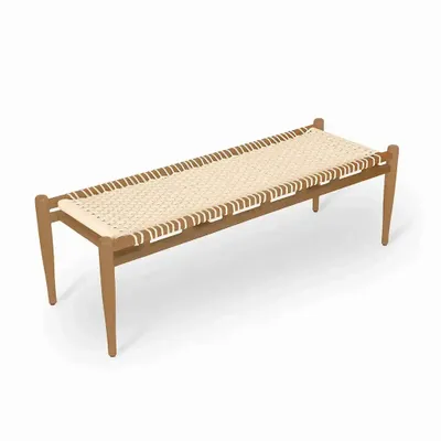 Benches - Tenshi - Solidwood Bench with Off White Rope - ALANKARAM