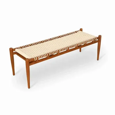 Benches - Tenshi - Teakwood Bench with Off White Rope - ALANKARAM