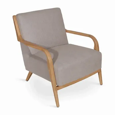 Chairs - Tordu - Lounge Chair With Grey Fabric - ALANKARAM