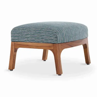 Repose-pieds - Toso - Repose-pieds en tissu imprimé bleu-gris - ALANKARAM