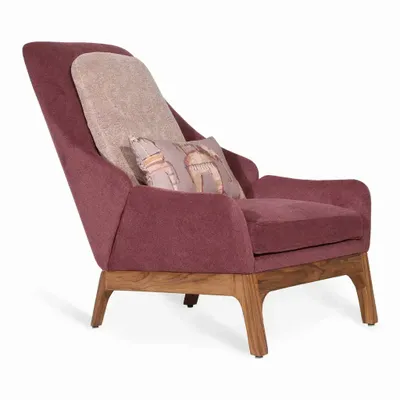 Chairs - Toso - Lounge Chair with Brown Fabric - ALANKARAM