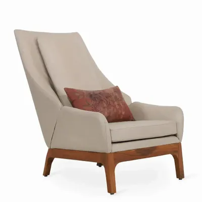 Chairs - Toso - Lounge Chair with Cream Leather - ALANKARAM