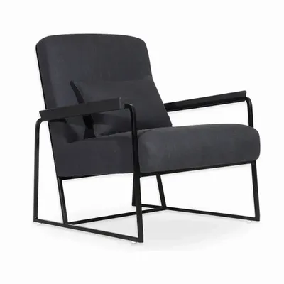 Chaises - Tubli - Fauteuil Lounge en Tissu Noir - ALANKARAM