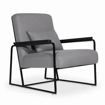 Chaises - Tubli - Fauteuil Lounge en Tissu Gris - ALANKARAM
