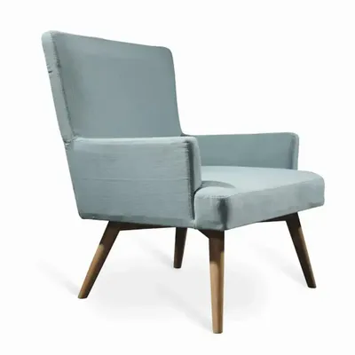 Chairs - Typis - Lounge Chair with Light Blue Fabric - ALANKARAM
