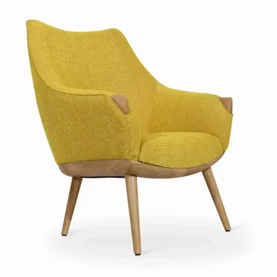 Chairs - Ucho - Lounge Chair With Yellow Fabric - ALANKARAM