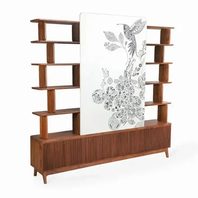 Bookshelves - Udiv Teakwood Partition Unit - ALANKARAM