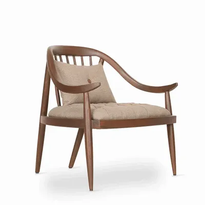 Chairs - Vakra - Lounge Chair With Walnut Stain - ALANKARAM