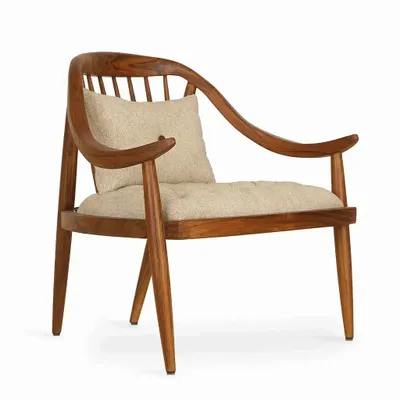 Chairs - Vakra - Teakwood Lounge Chair - ALANKARAM