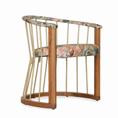 Chairs - Waahi - Lounge Chair With Multicolor Fabric - ALANKARAM