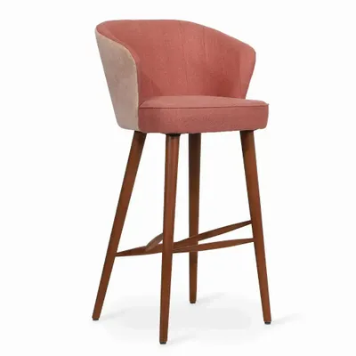 Chairs - Whawhe - High/Bar Chair with Light Salmon Fabric - ALANKARAM