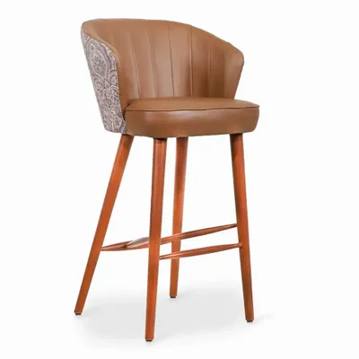 Chaises - Whawhe - Chaise haute/de bar avec finition teintée noyer - ALANKARAM