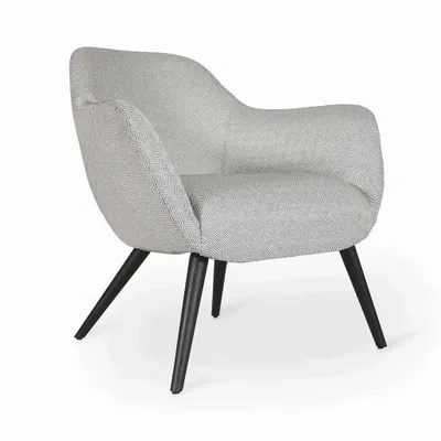 Chaises - Yarmi - Fauteuil lounge en tissu à rayures grises et noires - ALANKARAM
