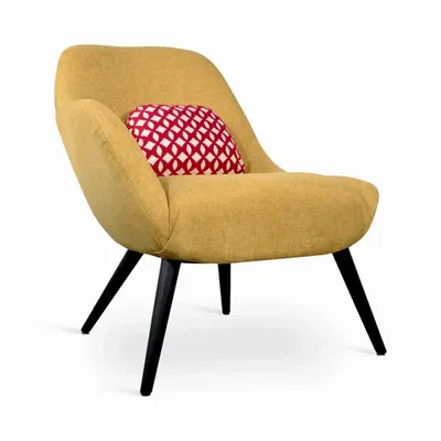 Chairs - Yarmi - Lounge Chair with Yellow Fabric - ALANKARAM