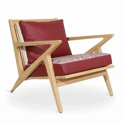 Chaises - Chaise Z - Fauteuil lounge en similicuir rouge - ALANKARAM