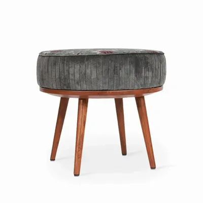 Poufs - Zoya - Pouf rond en teck - ALANKARAM