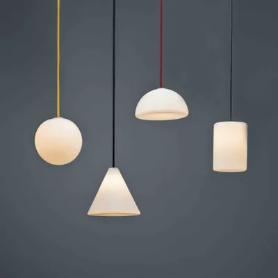 Ceiling lights - BULB - Minimalist Hemisphere Ceiling Lamp in Glass with Colored Cable - MOR