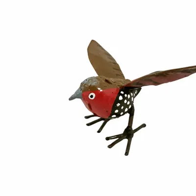 Outdoor decorative accessories - African Firefinch Recycled Metal Sculpture 12cm - TERRE SAUVAGE