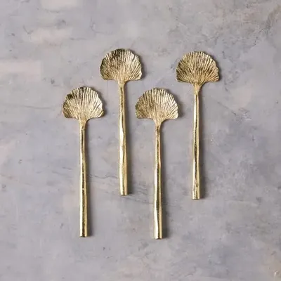 Cutlery set - Gingko Mini Spoons, Gold, Set of 4 - BE HOME