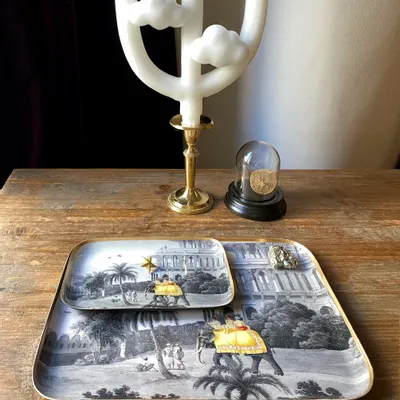 Trays - India enamelled tray - PARADISIO IMAGINARIUM