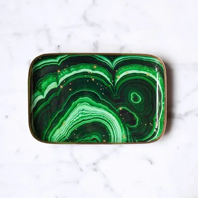 Trays - Malachite enamelled tray - PARADISIO IMAGINARIUM