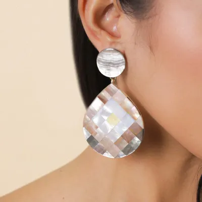 Jewelry - XL post earrings 4 shell marquetry – SAN LAZZARO - NATURE BIJOUX