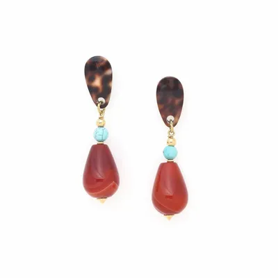 Jewelry - Post earrings with drop agate pendant – SURABAYA - NATURE BIJOUX