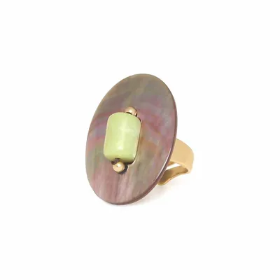 Bijoux - Bague ajustable incrustation perle de jade – TIVOLI - NATURE BIJOUX