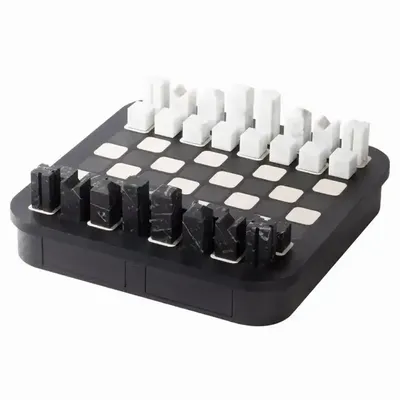 Design objects - Large Chess Set by Giobagnara in Monogram Leather and Marble - ELIE SAAB MAISON