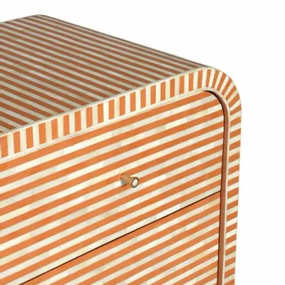 Chests of drawers - 4-DRAWER DRESSER ROUNDED BONE TERRACOTTA/WHITE - FANCY