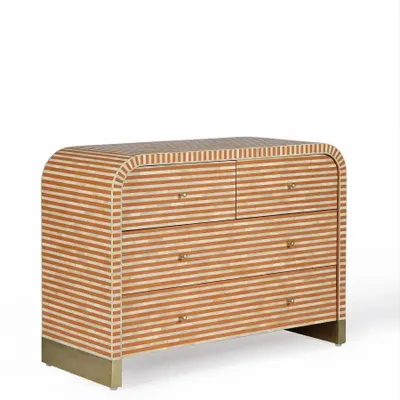 Commodes - COMMODE 4 TIROIRS ARRONDI BONE TERRACOTTA/BLANC - FANCY