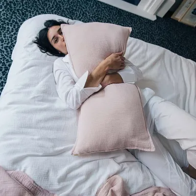 Fabric cushions - Large double gauze cotton cushion. - LES PENSIONNAIRES