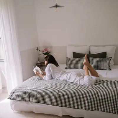 Bed linens - Gingham linen and cotton quilt - LES PENSIONNAIRES