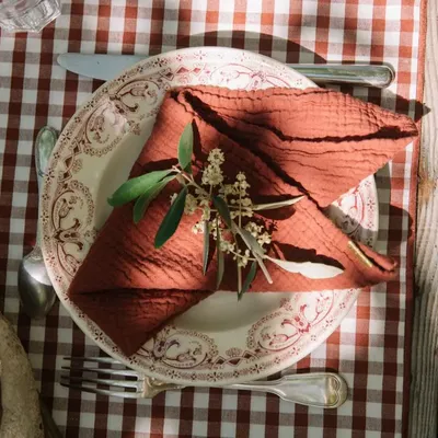 Linge de table textile - Serviettes de table en double gaze de coton (Lot de 2) - LES PENSIONNAIRES